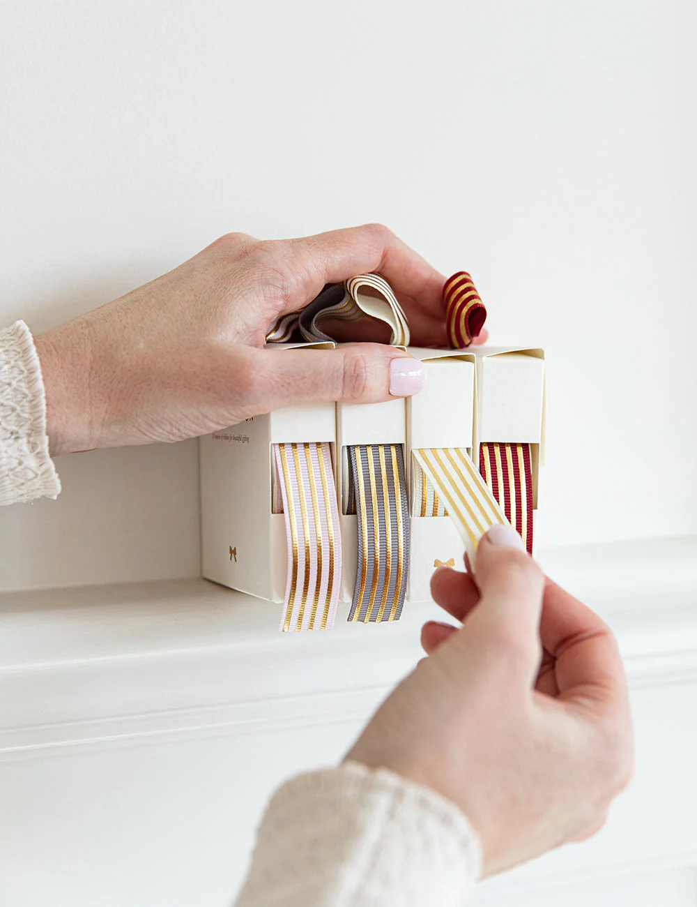 Cream Gold Foil Striped Ribbon - 10 metres - Image 13
