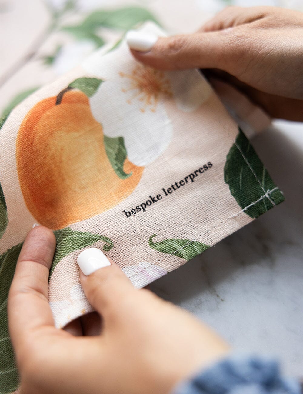 Peaches 100% Linen Tea Towel - Image 4