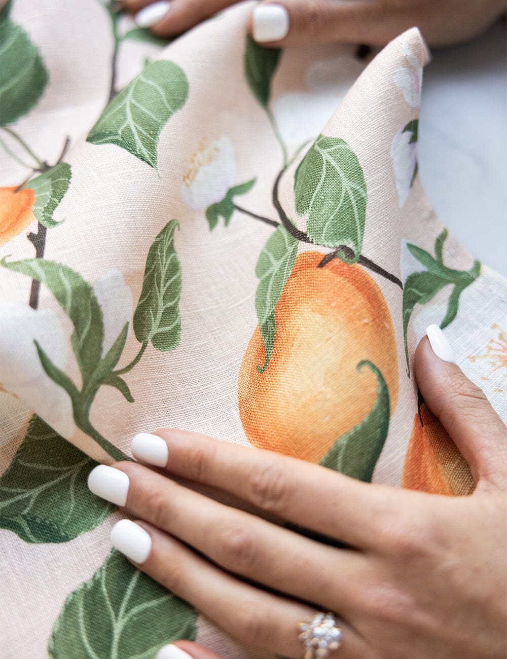 Peaches 100% Linen Tea Towel - Image 5