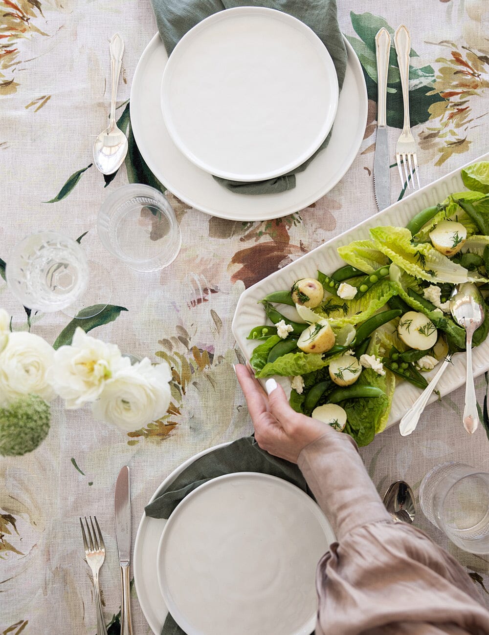 Peony Study Linen Tablecloth - Image 6